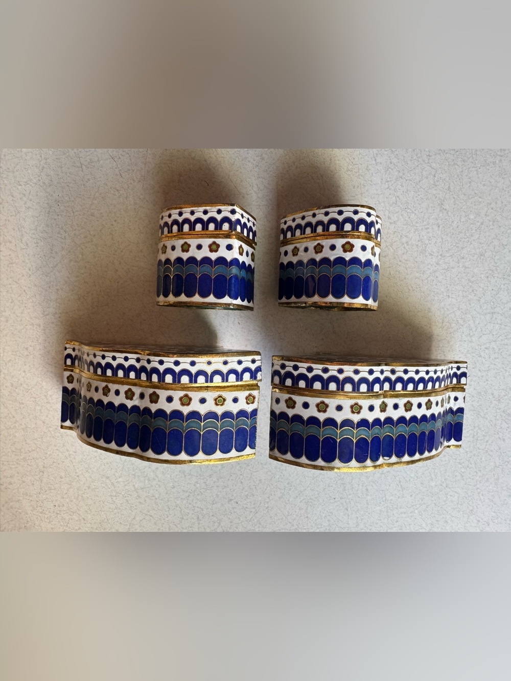 Vintage 4-piece Cloisonné Butterfly Trinket Boxes - Picture 6 of 7